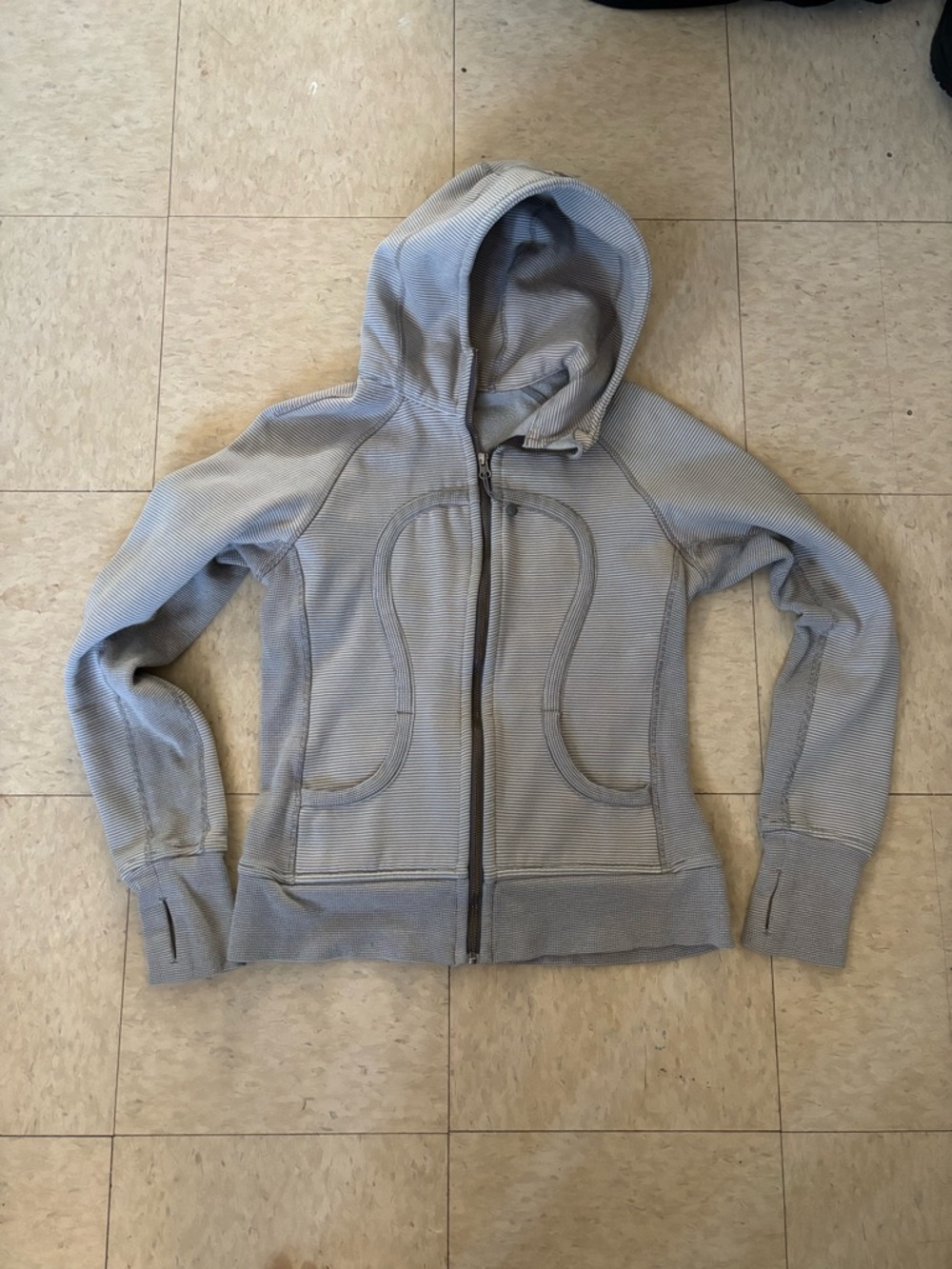 Lululemon Light Gray Hooded Zip-Up Sweatshirt